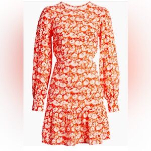 Floral Topshop Cutout side Long sleeve Tea Dress